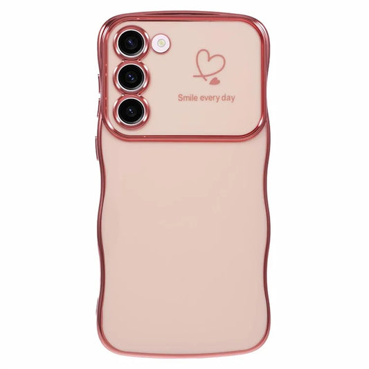 For Samsung Galaxy S23 Case Love Hearts TPU Phone Cover Curly Wave Frame Large Window