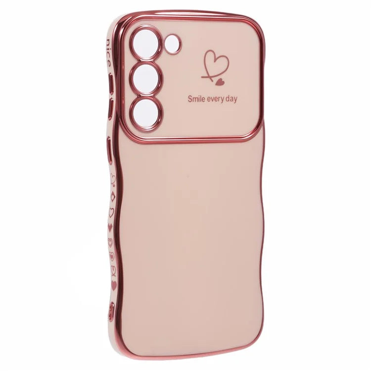 For Samsung Galaxy S23 Case Love Hearts TPU Phone Cover Curly Wave Frame Large Window