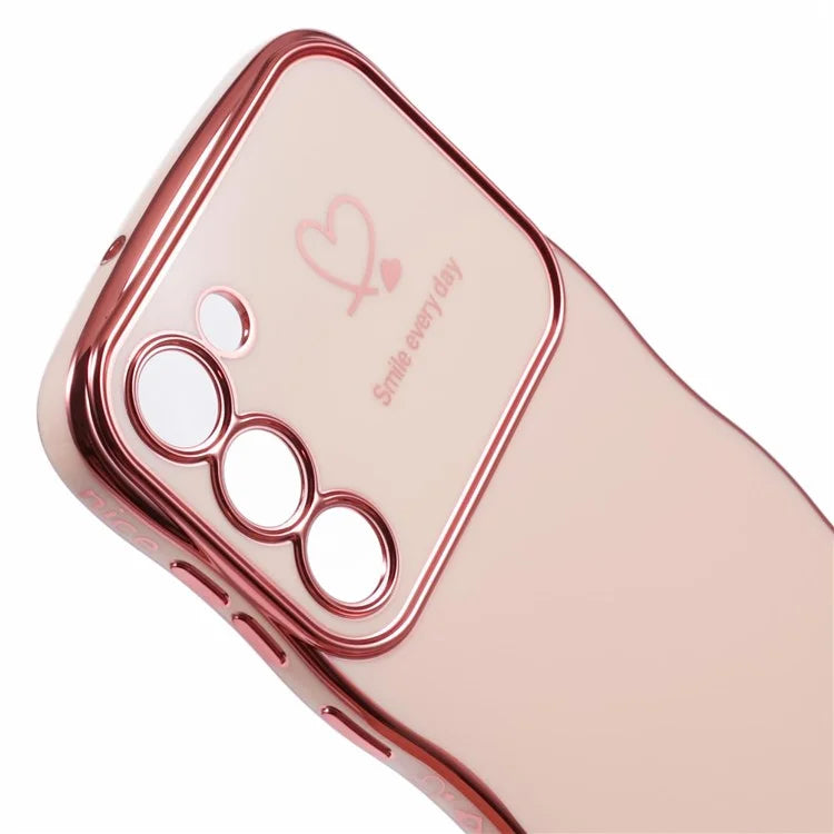 For Samsung Galaxy S23 Case Love Hearts TPU Phone Cover Curly Wave Frame Large Window