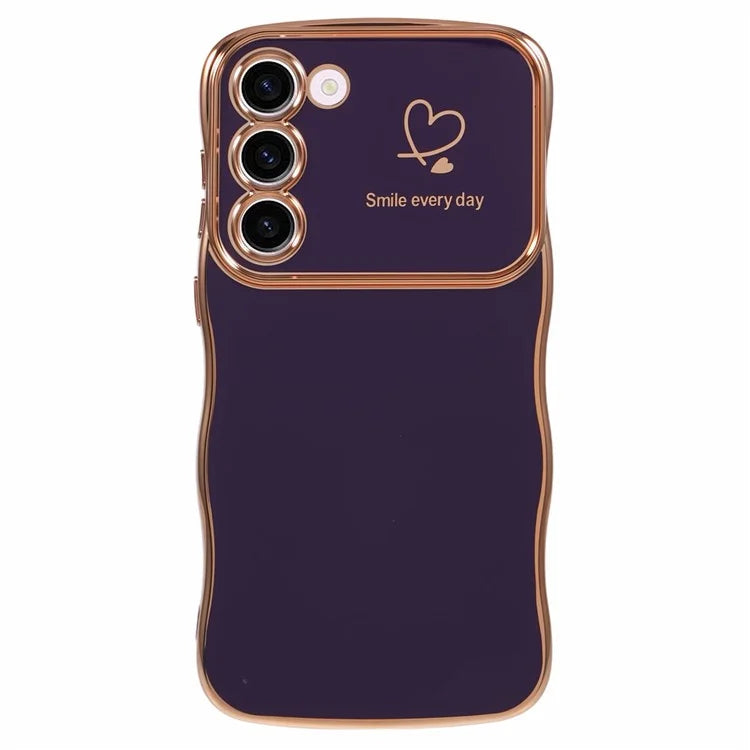For Samsung Galaxy S23 Case Love Hearts TPU Phone Cover Curly Wave Frame Large Window