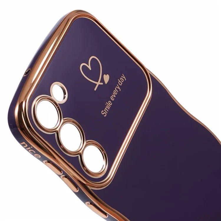 For Samsung Galaxy S23 Case Love Hearts TPU Phone Cover Curly Wave Frame Large Window