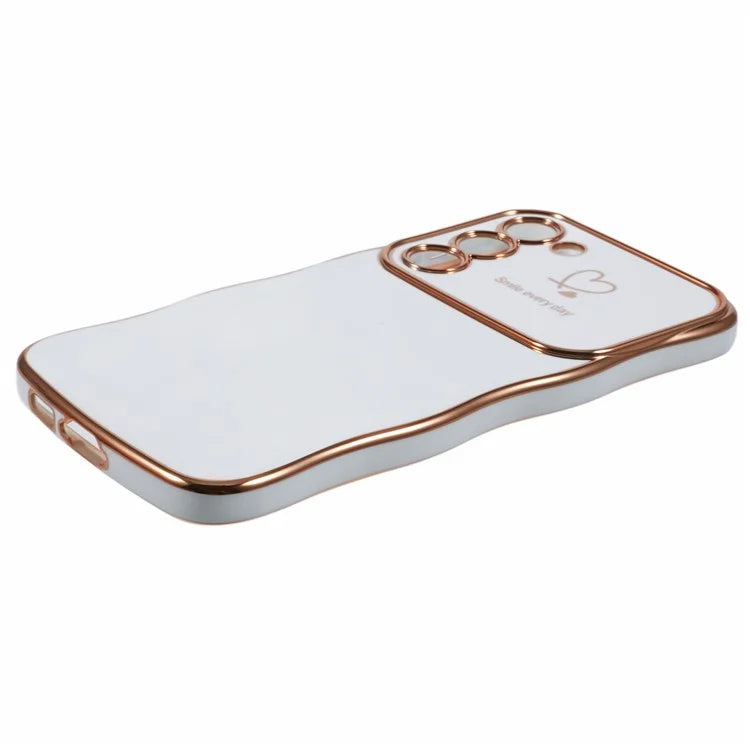 For Samsung Galaxy S23 Case Love Hearts TPU Phone Cover Curly Wave Frame Large Window