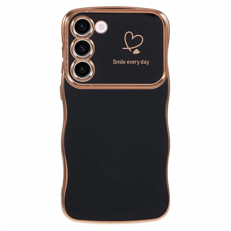 For Samsung Galaxy S23 Case Love Hearts TPU Phone Cover Curly Wave Frame Large Window