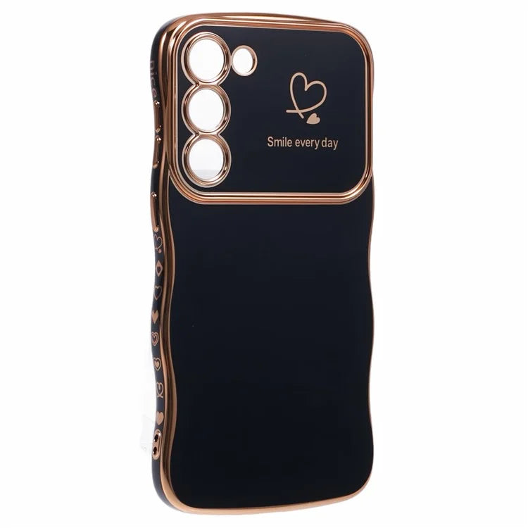 For Samsung Galaxy S23 Case Love Hearts TPU Phone Cover Curly Wave Frame Large Window