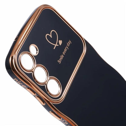 For Samsung Galaxy S23 Case Love Hearts TPU Phone Cover Curly Wave Frame Large Window