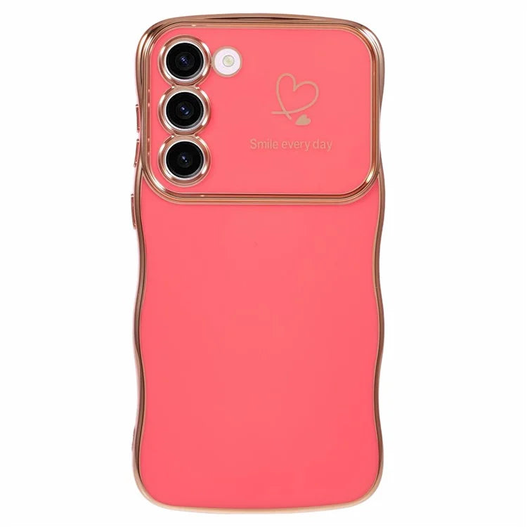 For Samsung Galaxy S23 Case Love Hearts TPU Phone Cover Curly Wave Frame Large Window