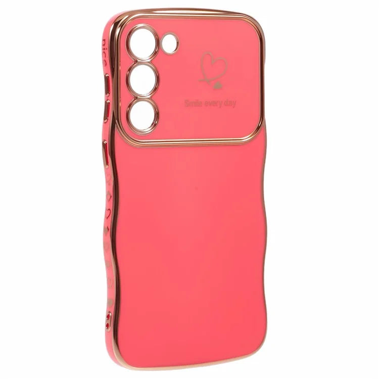 For Samsung Galaxy S23 Case Love Hearts TPU Phone Cover Curly Wave Frame Large Window