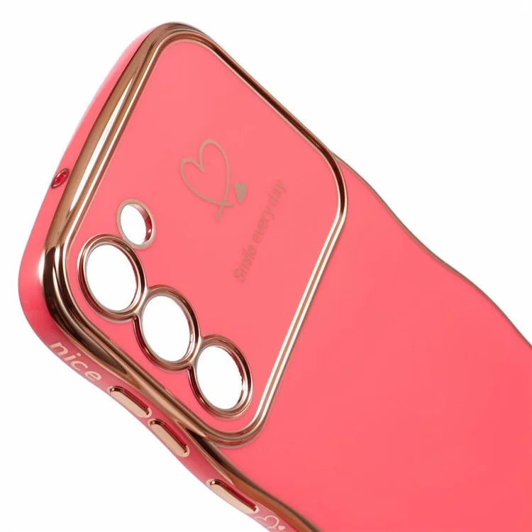For Samsung Galaxy S23 Case Love Hearts TPU Phone Cover Curly Wave Frame Large Window