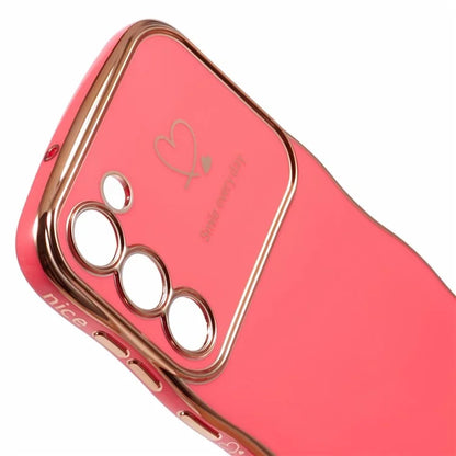 For Samsung Galaxy S23 Case Love Hearts TPU Phone Cover Curly Wave Frame Large Window