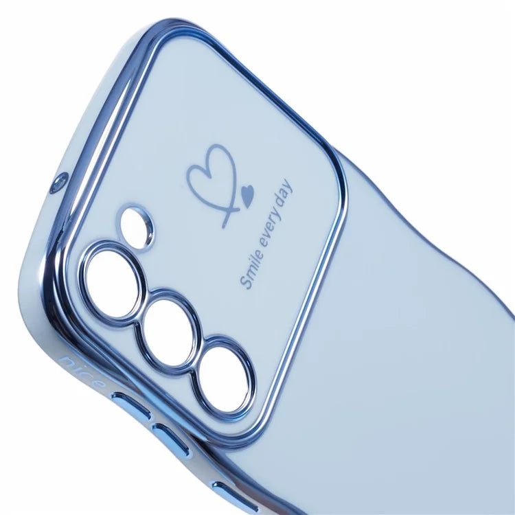 For Samsung Galaxy S23 Case Love Hearts TPU Phone Cover Curly Wave Frame Large Window