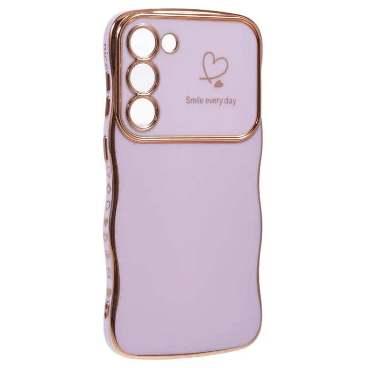 For Samsung Galaxy S23 Case Love Hearts TPU Phone Cover Curly Wave Frame Large Window