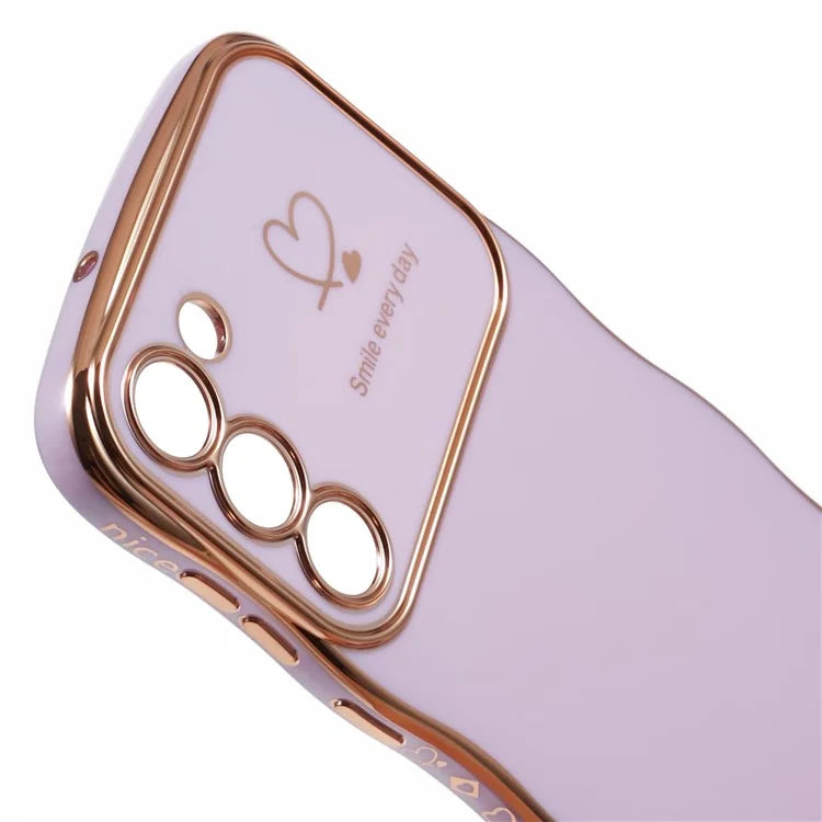 For Samsung Galaxy S23 Case Love Hearts TPU Phone Cover Curly Wave Frame Large Window