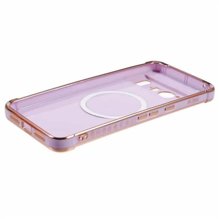 For Google Pixel 8 Pro Case Compatible with MagSafe Electroplated TPU Phone Cover Hollow Love Hearts