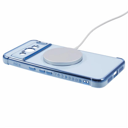 For Google Pixel 8 Pro Case Compatible with MagSafe Electroplated TPU Phone Cover Hollow Love Hearts