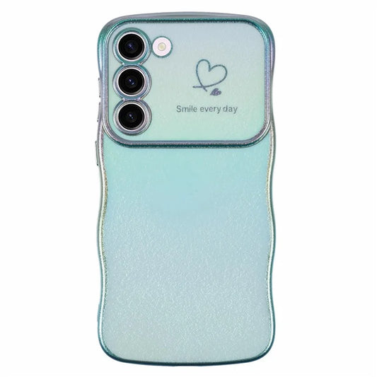 For Samsung Galaxy S23 Case Curly Shape Love Heart TPU Phone Cover Iridescent Gradient