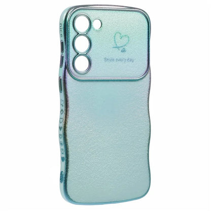 For Samsung Galaxy S23 Case Curly Shape Love Heart TPU Phone Cover Iridescent Gradient