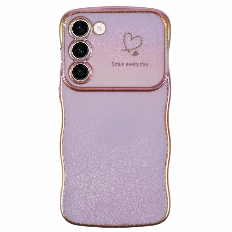 For Samsung Galaxy S23 Case Curly Shape Love Heart TPU Phone Cover Iridescent Gradient