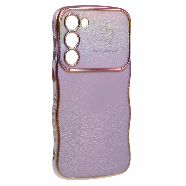 For Samsung Galaxy S23 Case Curly Shape Love Heart TPU Phone Cover Iridescent Gradient