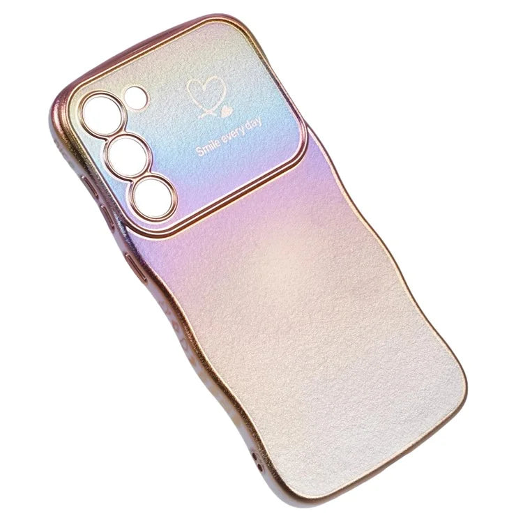 For Samsung Galaxy S23 Case Curly Shape Love Heart TPU Phone Cover Iridescent Gradient