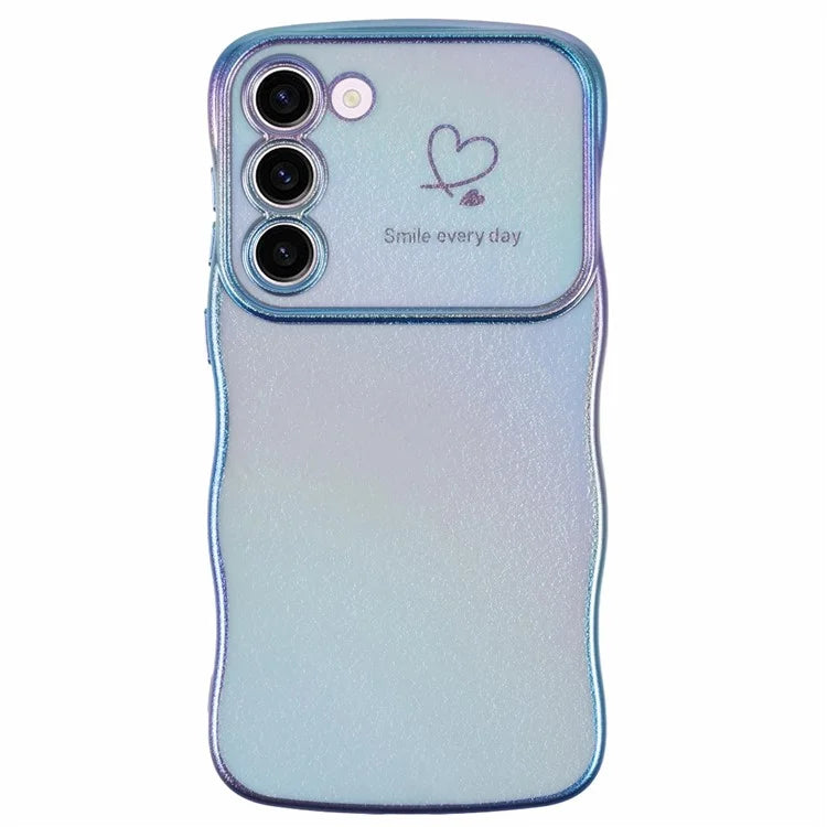 For Samsung Galaxy S23 Case Curly Shape Love Heart TPU Phone Cover Iridescent Gradient