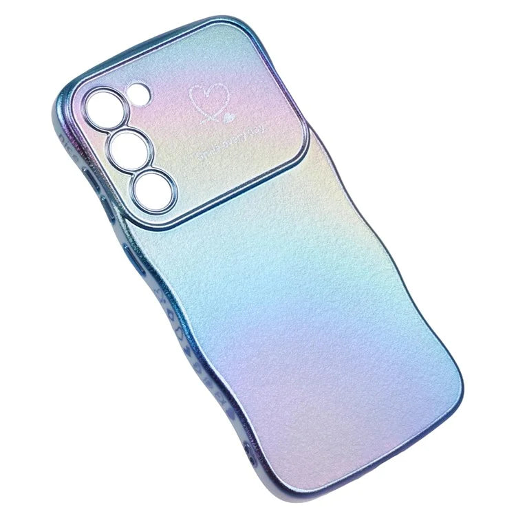 For Samsung Galaxy S23 Case Curly Shape Love Heart TPU Phone Cover Iridescent Gradient