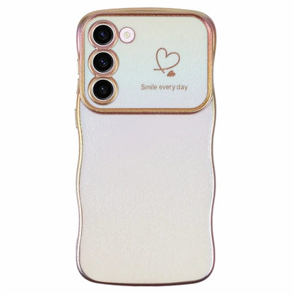 For Samsung Galaxy S23 Case Curly Shape Love Heart TPU Phone Cover Iridescent Gradient