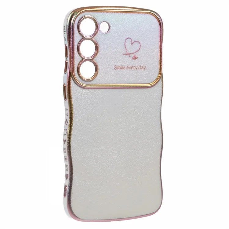 For Samsung Galaxy S23 Case Curly Shape Love Heart TPU Phone Cover Iridescent Gradient
