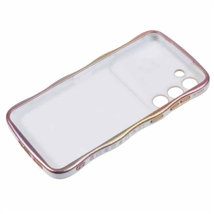 For Samsung Galaxy S23 Case Curly Shape Love Heart TPU Phone Cover Iridescent Gradient