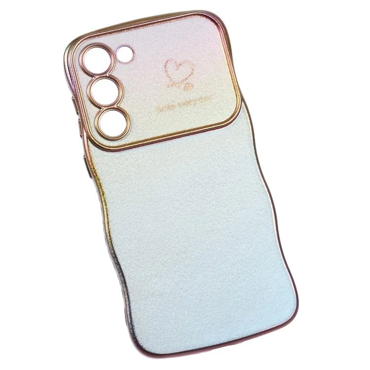 For Samsung Galaxy S23 Case Curly Shape Love Heart TPU Phone Cover Iridescent Gradient