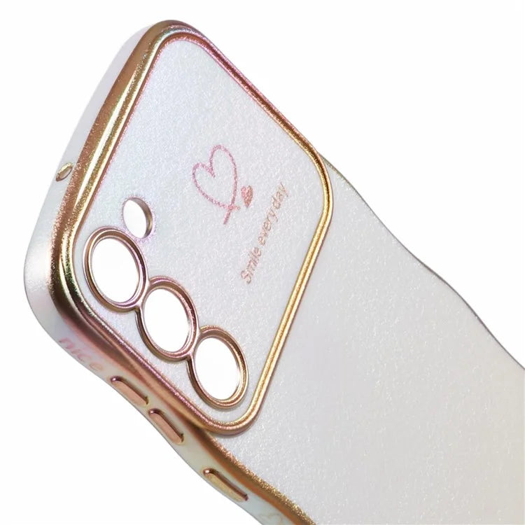 For Samsung Galaxy S23 Case Curly Shape Love Heart TPU Phone Cover Iridescent Gradient