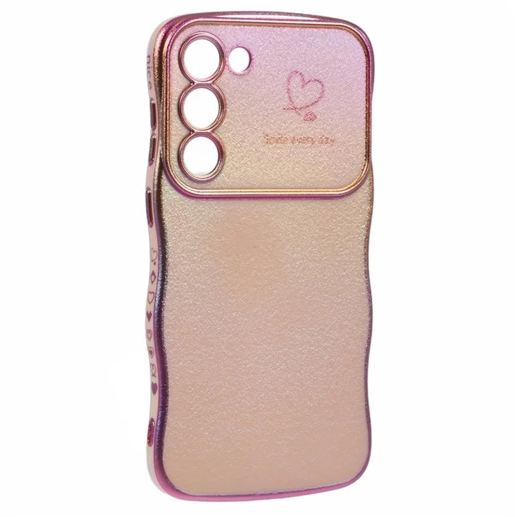 For Samsung Galaxy S23 Case Curly Shape Love Heart TPU Phone Cover Iridescent Gradient