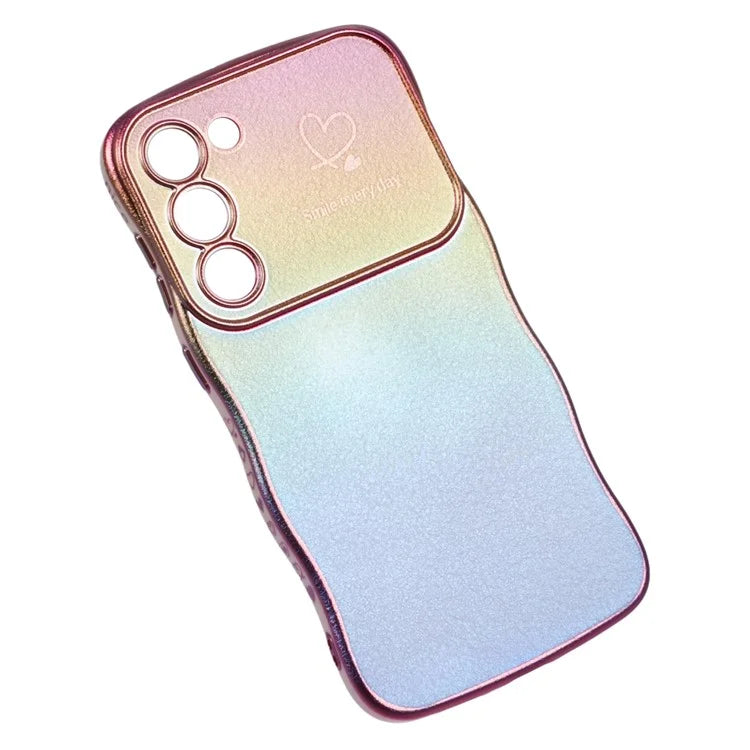 For Samsung Galaxy S23 Case Curly Shape Love Heart TPU Phone Cover Iridescent Gradient