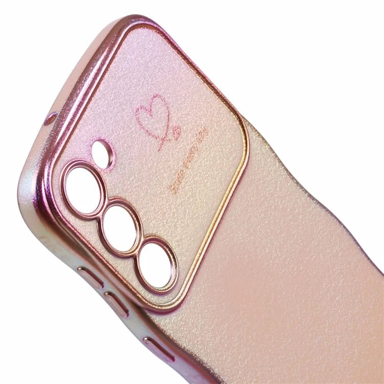 For Samsung Galaxy S23 Case Curly Shape Love Heart TPU Phone Cover Iridescent Gradient