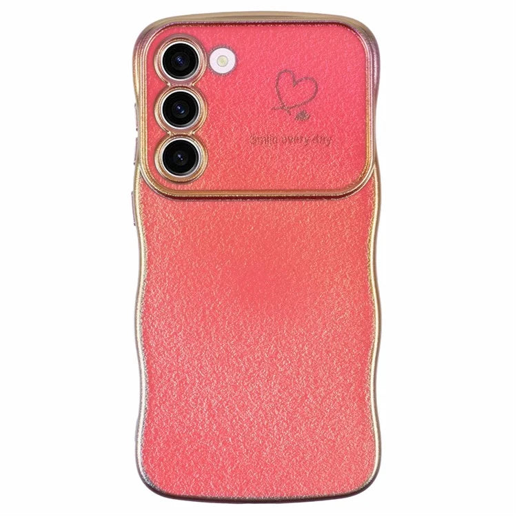For Samsung Galaxy S23 Case Curly Shape Love Heart TPU Phone Cover Iridescent Gradient