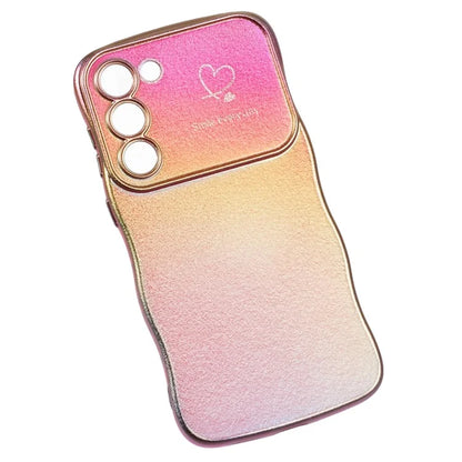 For Samsung Galaxy S23 Case Curly Shape Love Heart TPU Phone Cover Iridescent Gradient