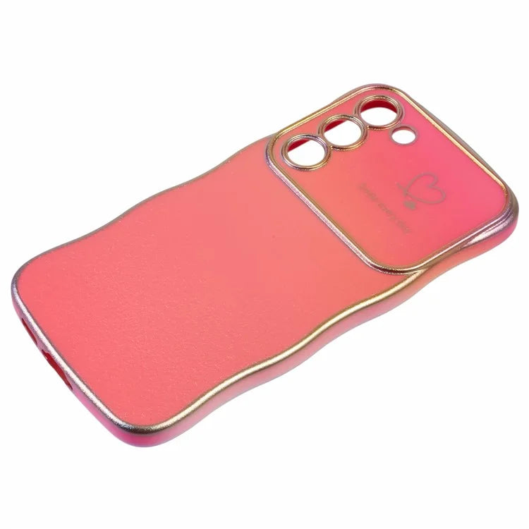 For Samsung Galaxy S23 Case Curly Shape Love Heart TPU Phone Cover Iridescent Gradient
