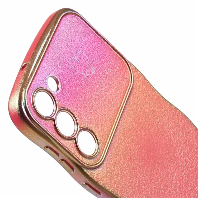 For Samsung Galaxy S23 Case Curly Shape Love Heart TPU Phone Cover Iridescent Gradient