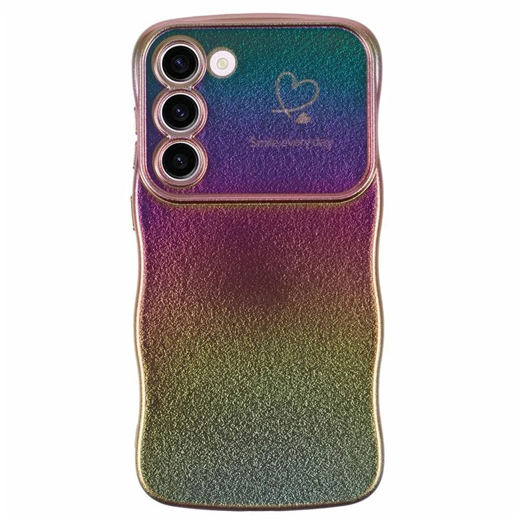 For Samsung Galaxy S23 Case Curly Shape Love Heart TPU Phone Cover Iridescent Gradient