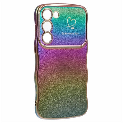 For Samsung Galaxy S23 Case Curly Shape Love Heart TPU Phone Cover Iridescent Gradient