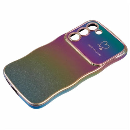 For Samsung Galaxy S23 Case Curly Shape Love Heart TPU Phone Cover Iridescent Gradient