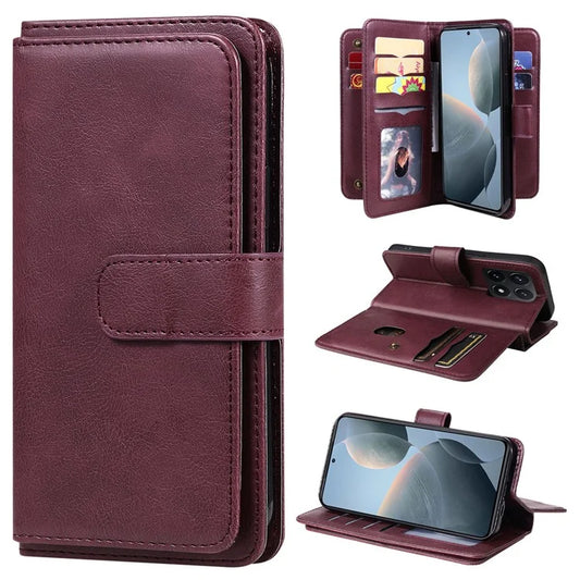 KT Multi-Functional Series-1 For Xiaomi 14T Case 10 Card Holder Leather Phone Cover Stand