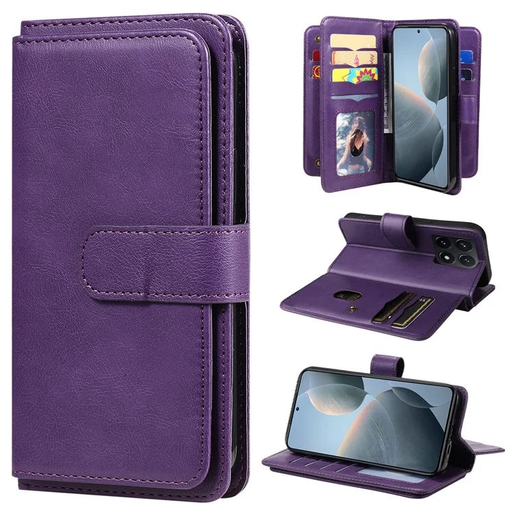 KT Multi-Functional Series-1 For Xiaomi 14T Case 10 Card Holder Leather Phone Cover Stand