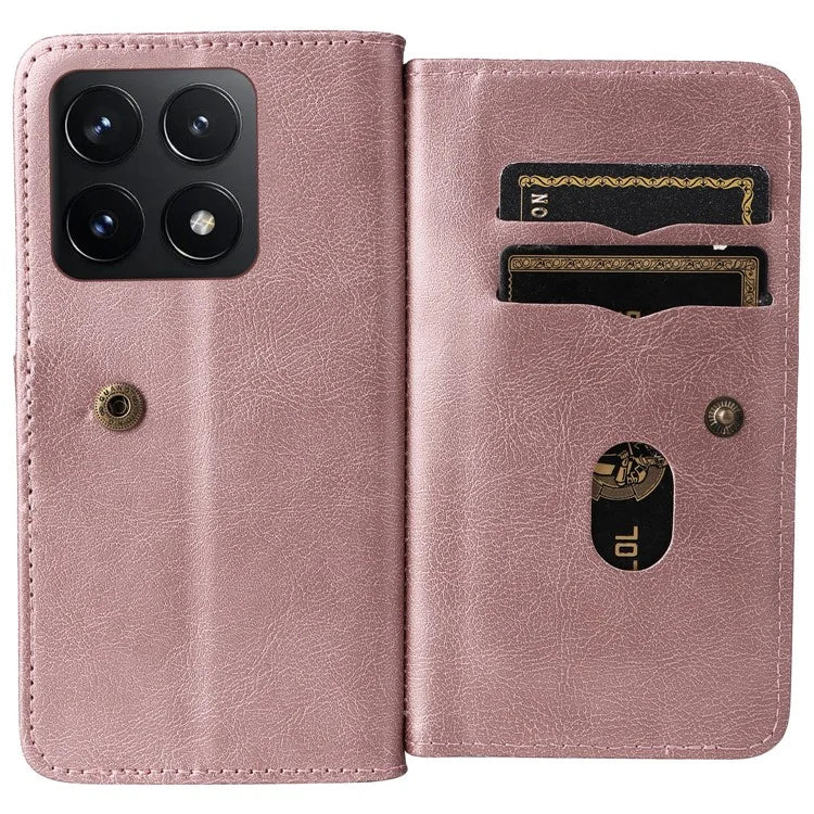 KT Multi-Functional Series-1 For Xiaomi 14T Case 10 Card Holder Leather Phone Cover Stand