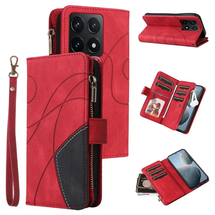 KT Multi-Function Series-5 For Xiaomi 14T Case Zipper Wallet Leather Phone Cover Stand