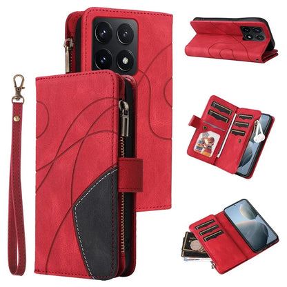 KT Multi-Function Series-5 For Xiaomi 14T Case Zipper Wallet Leather Phone Cover Stand