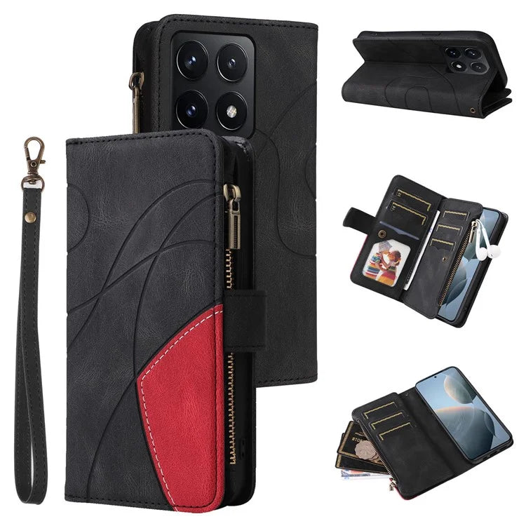 KT Multi-Function Series-5 For Xiaomi 14T Case Zipper Wallet Leather Phone Cover Stand