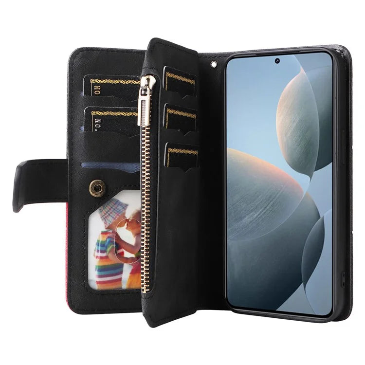 KT Multi-Function Series-5 For Xiaomi 14T Case Zipper Wallet Leather Phone Cover Stand