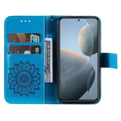 KT Imprinting Flower Series-1 For Xiaomi 14T Case Sunflower Leather Wallet Phone Cover