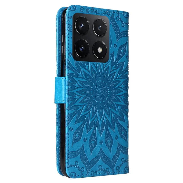 KT Imprinting Flower Series-1 For Xiaomi 14T Case Sunflower Leather Wallet Phone Cover