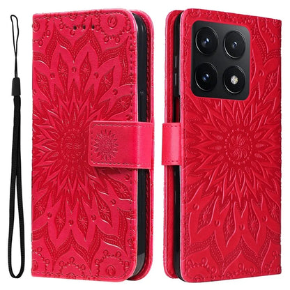 KT Imprinting Flower Series-1 For Xiaomi 14T Case Sunflower Leather Wallet Phone Cover